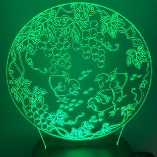 Nachtlampje 7-kleurig. Leuke nachtlamp/ mood lamp. Lamp druiven en volgels.