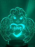 Engel nachtlamp. Nachtlamp Engel met hartje. Liefde lamp. Romantische cadeau Liefdesengel/ liefde engel cadeau lamp 7-kleurig