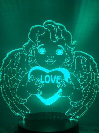 Engel nachtlamp. Nachtlamp Engel met hartje. Liefde lamp. Romantische cadeau Liefdesengel/ liefde engel cadeau lamp 7-kleurig