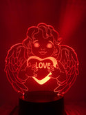 Engel nachtlamp. Nachtlamp Engel met hartje. Liefde lamp. Romantische cadeau Liefdesengel/ liefde engel cadeau lamp 7-kleurig
