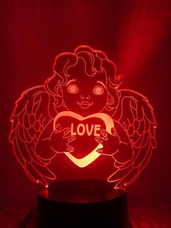 Engel nachtlamp. Nachtlamp Engel met hartje. Liefde lamp. Romantische cadeau Liefdesengel/ liefde engel cadeau lamp 7-kleurig