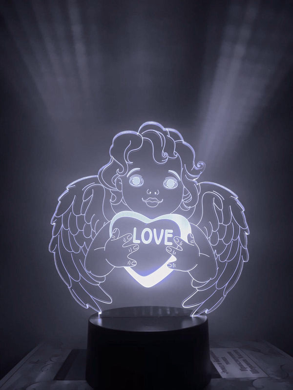 Engel nachtlamp. Nachtlamp Engel met hartje. Liefde lamp. Romantische cadeau Liefdesengel/ liefde engel cadeau lamp 7-kleurig