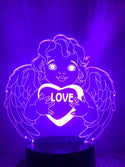 Engel nachtlamp. Nachtlamp Engel met hartje. Liefde lamp. Romantische cadeau Liefdesengel/ liefde engel cadeau lamp 7-kleurig