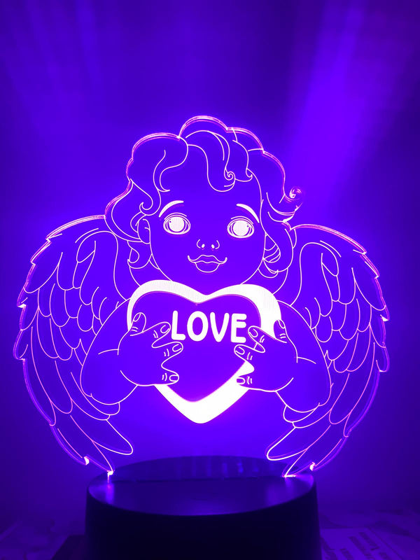 Engel nachtlamp. Nachtlamp Engel met hartje. Liefde lamp. Romantische cadeau Liefdesengel/ liefde engel cadeau lamp 7-kleurig