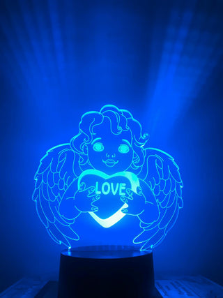 Engel nachtlamp. Nachtlamp Engel met hartje. Liefde lamp. Romantische cadeau Liefdesengel/ liefde engel cadeau lamp 7-kleurig