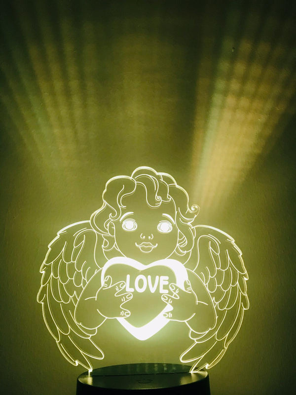 Engel nachtlamp. Nachtlamp Engel met hartje. Liefde lamp. Romantische cadeau Liefdesengel/ liefde engel cadeau lamp 7-kleurig
