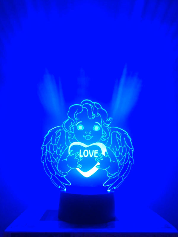 Engel nachtlamp. Nachtlamp Engel met hartje. Liefde lamp. Romantische cadeau Liefdesengel/ liefde engel cadeau lamp 7-kleurig
