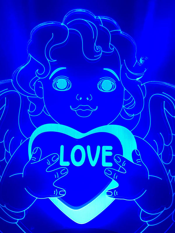 Engel nachtlamp. Nachtlamp Engel met hartje. Liefde lamp. Romantische cadeau Liefdesengel/ liefde engel cadeau lamp 7-kleurig