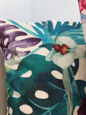 Kussenhoes creme groene bladeren en paarse bloemen. Orgideeën kussenhoes 45x45