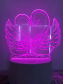 Lamp Liefde Zwanen 7-kleurig. Tafelnachtlamp, Romantische nachtlamp. Leuke cadeau lamp. Zwanen nachtlamp.