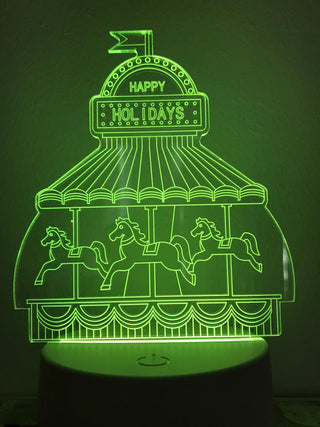 Kleurennachtlamp met paardjes, draaimolen multicolor nachtlampje voor kind.