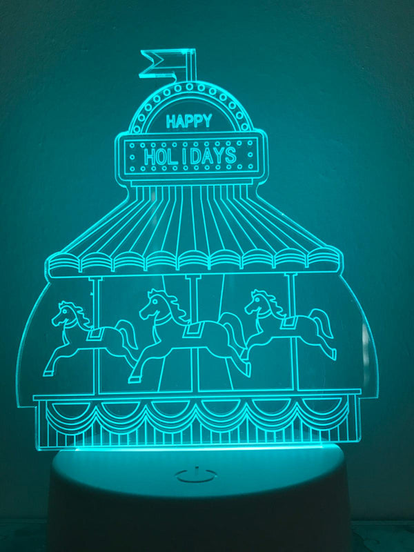 Kleurennachtlamp met paardjes, draaimolen multicolor nachtlampje voor kind.