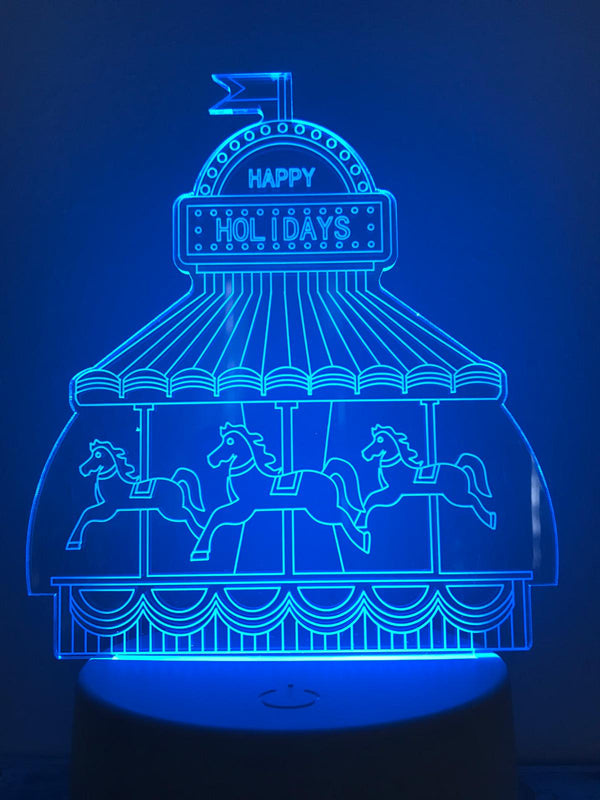 Kleurennachtlamp met paardjes, draaimolen multicolor nachtlampje voor kind.