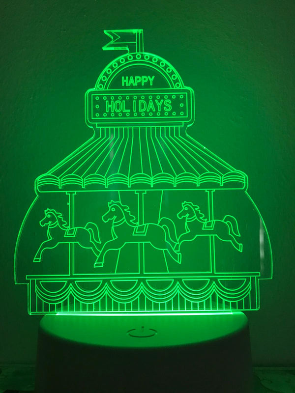 Kleurennachtlamp met paardjes, draaimolen multicolor nachtlampje voor kind.