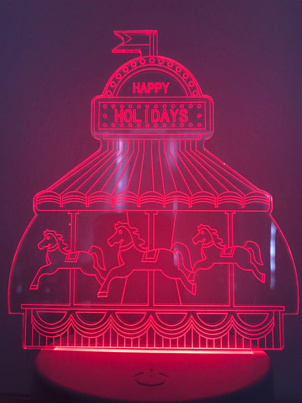 Kleurennachtlamp met paardjes, draaimolen multicolor nachtlampje voor kind.