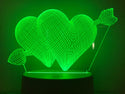 Hartjes nachtlamp. Liefde lamp. Lamp Hartjes met pijl. Romantische nachtlamp, 7-kleurig