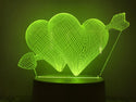 Hartjes nachtlamp. Liefde lamp. Lamp Hartjes met pijl. Romantische nachtlamp, 7-kleurig