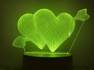 Hartjes nachtlamp. Liefde lamp. Lamp Hartjes met pijl. Romantische nachtlamp, 7-kleurig