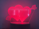 Hartjes nachtlamp. Liefde lamp. Lamp Hartjes met pijl. Romantische nachtlamp, 7-kleurig