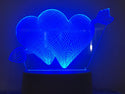 Hartjes nachtlamp. Liefde lamp. Lamp Hartjes met pijl. Romantische nachtlamp, 7-kleurig
