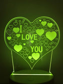 Lamp "I love you". Tafelnachtlamp, Romantische nachtlamp. Leuke cadeau lamp. Mooie sfeerlamp. 3D Illusie nachtlamp 7-kleurig