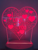 Lamp "I love you". Tafelnachtlamp, Romantische nachtlamp. Leuke cadeau lamp. Mooie sfeerlamp. 3D Illusie nachtlamp 7-kleurig