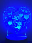 Lamp "I love you". Tafelnachtlamp, Romantische nachtlamp. Leuke cadeau lamp. Mooie sfeerlamp. 3D Illusie nachtlamp 7-kleurig