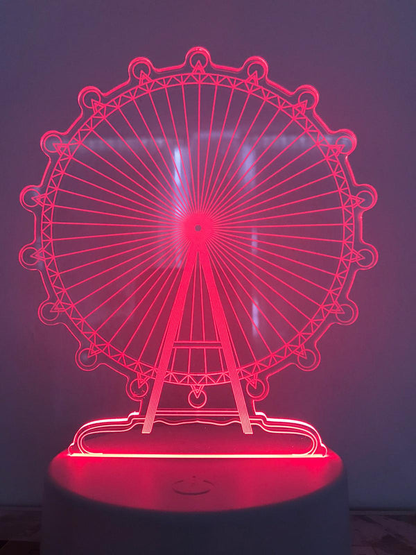 Nachtlampje Reuzenrad nachtlamp. Mooie sfeerlamp. 3D Illusielamp 7-kleurig