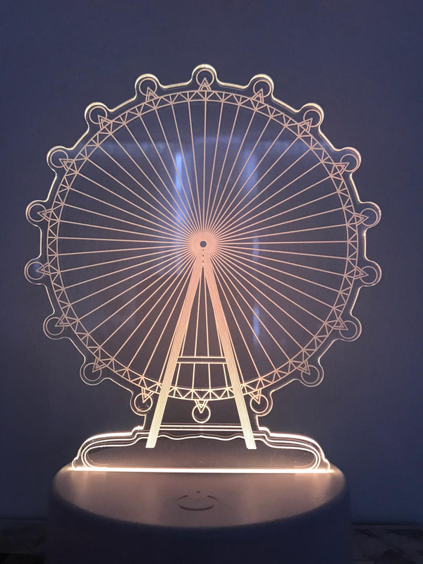 Nachtlampje Reuzenrad nachtlamp. Mooie sfeerlamp. 3D Illusielamp 7-kleurig
