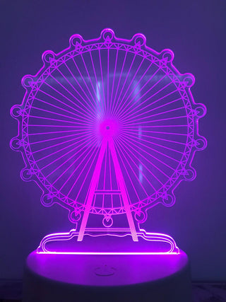 Nachtlampje Reuzenrad nachtlamp. Mooie sfeerlamp. 3D Illusielamp 7-kleurig