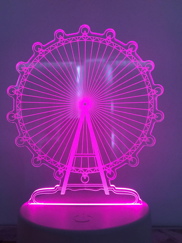 Nachtlampje Reuzenrad nachtlamp. Mooie sfeerlamp. 3D Illusielamp 7-kleurig
