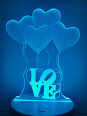 Liefde lamp. Lamp LOVE. Hartjes lamp. Romantische tafelnachtlamp. Mooie sfeerlamp multicolor. Romantische cadeau.