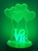 Liefde lamp. Lamp LOVE. Hartjes lamp. Romantische tafelnachtlamp. Mooie sfeerlamp multicolor. Romantische cadeau.