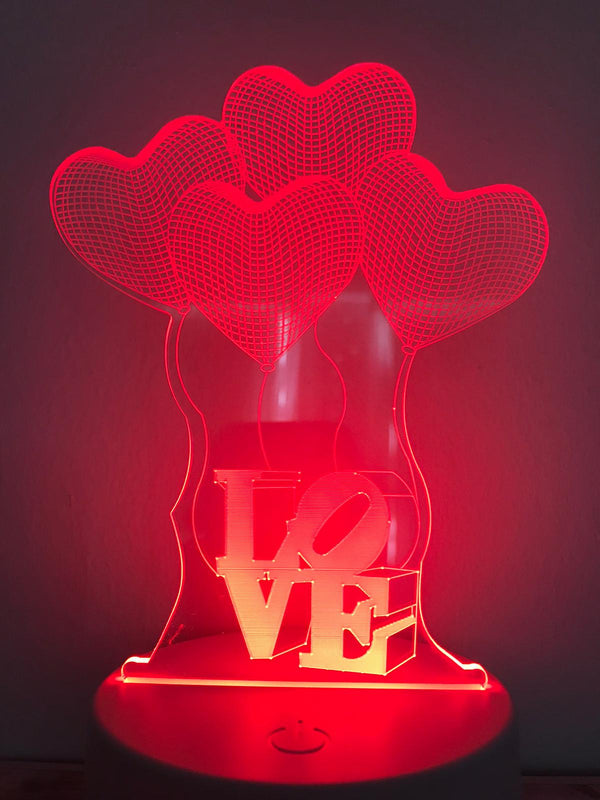 Liefde lamp. Lamp LOVE. Hartjes lamp. Romantische tafelnachtlamp. Mooie sfeerlamp multicolor. Romantische cadeau.