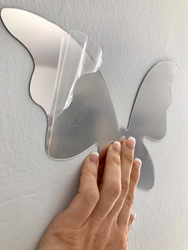 Muurdecoratie spiegelen muursticker Vlinders. Acryl spiegel vlinders 3 stuks.