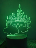 Nachtlampje voor kind in een vorm van Kasteel. Tafellampje/nachtlamp sprookjeskasteel op wolkjes. Kasteel lampje 7-kleurig