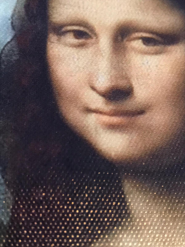 Grappige Schilderij in lijst Mona Lisa met een kat 20x30