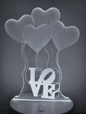 Liefde lamp. Lamp LOVE. Hartjes lamp. Romantische tafelnachtlamp. Mooie sfeerlamp multicolor. Romantische cadeau.